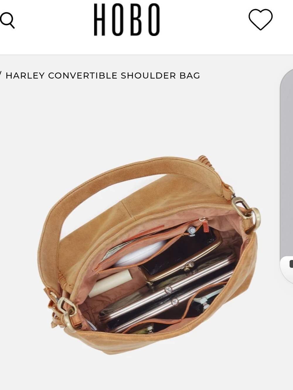 NWT HOBO INTERNATIONAL HARLEY CONVERTABLE SHOULDER BAG IN WHISKEY!! - Picture 4 of 4